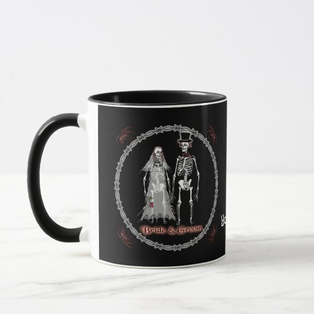 Caneca de casamento de esqueleto gótico (Esquerda)