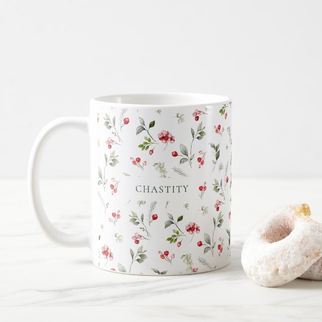 Caneca de Casamento de Natal com Buquê de Berry Ve (Com Donut)