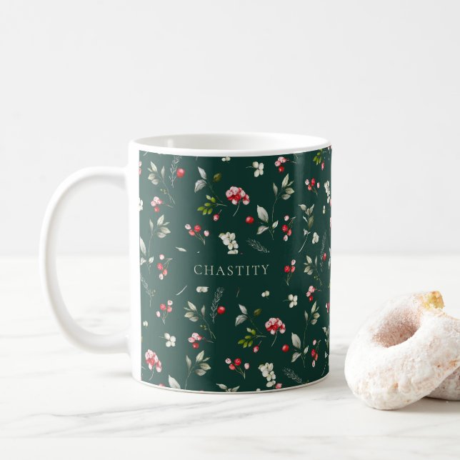 Caneca de Casamento de Natal com Buquê de Berry Ve (Com Donut)