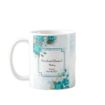 Caneca de Casamento Flor Turquesa