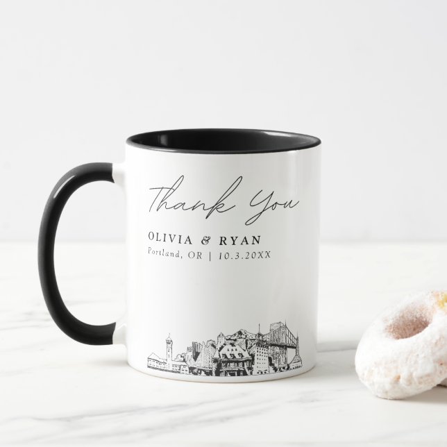 Caneca de casamento personalizada com desenho simp (Com Donut)