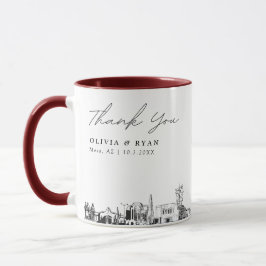 Caneca de casamento personalizada com desenho simp