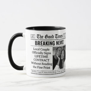 Caneca de Casamento Personalizada, Jornal Presente