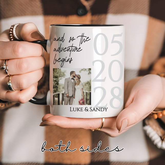 Caneca de Casamento Personalizada para Casais, Pre (custom wedding gift, wedding photo mug, wedding date mug, newlyweds gift, engagement gift,)