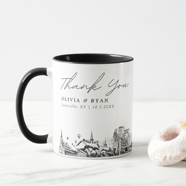 Caneca de casamento personalizada simples Louisvil (Com Donut)