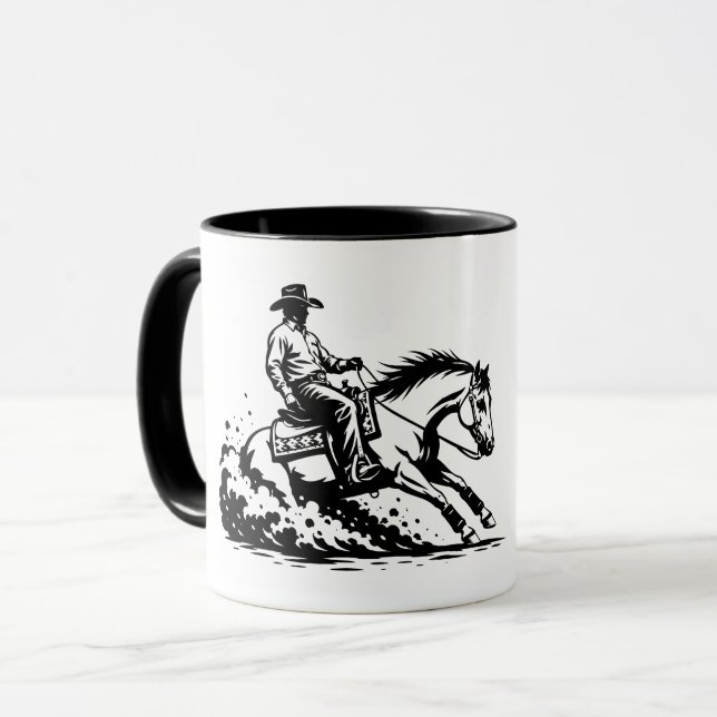 Caneca de Cavalgada de Cavalo Western Equestre (Frente Esquerda)