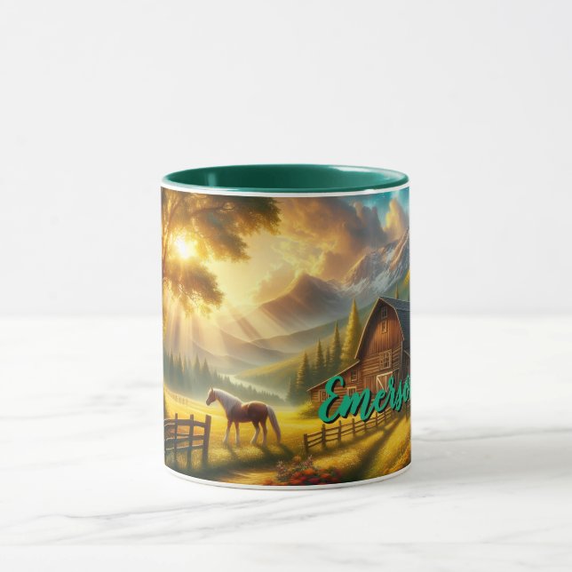 Caneca de Cavalo Personalizada para Manhãs Tranqui (Centro)