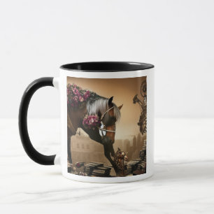 Caneca de cavalo steampunk com rosas