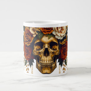 Caneca de Caveira Floral Xícara de Halloween Gót