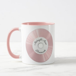 Caneca de CD e Vinil Rosa Pastel Estética para Ama
