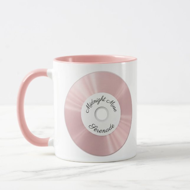 Caneca de CD e Vinil Rosa Pastel Estética para Ama (Esquerda)