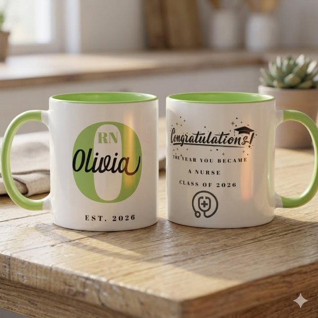 Caneca de Celebração de Formatura de Enfermagem Pr (Criador carregado)
