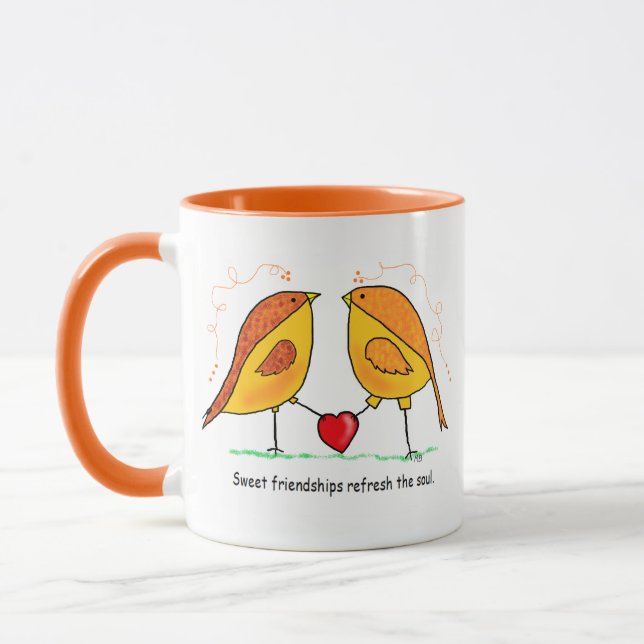 Caneca de Cerâmica Amizade Doce Pássaros (Esquerda)
