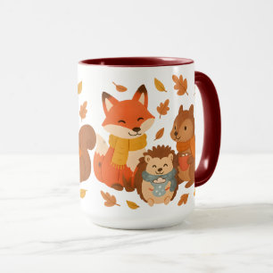 Caneca de Cerâmica Animais da Floresta de Outono