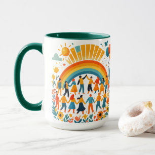 Caneca de Cerâmica Arco-Íris Unidade e Diversidade