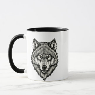 Caneca de Cerâmica Arte de Lobo Geométrico