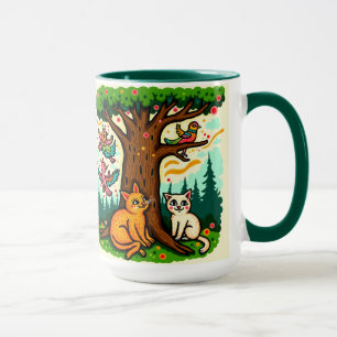 Caneca de Cerâmica Árvore e Animais Inspirada na N