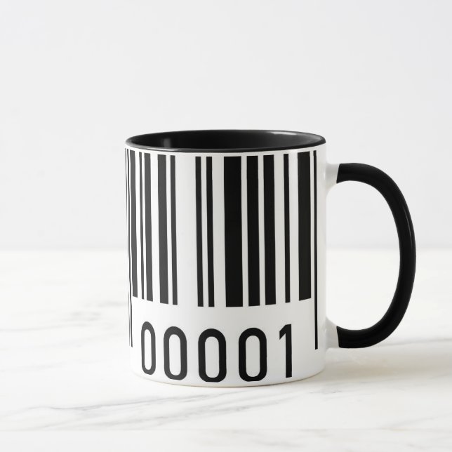 Caneca de Cerâmica Código de Barras Preto (Direita)