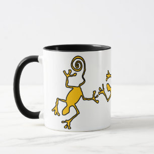 caneca de cerâmica com aro amarelo lagarto