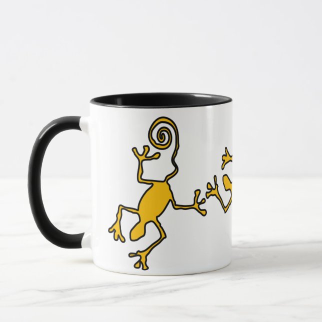 caneca de cerâmica com aro amarelo lagarto (Esquerda)