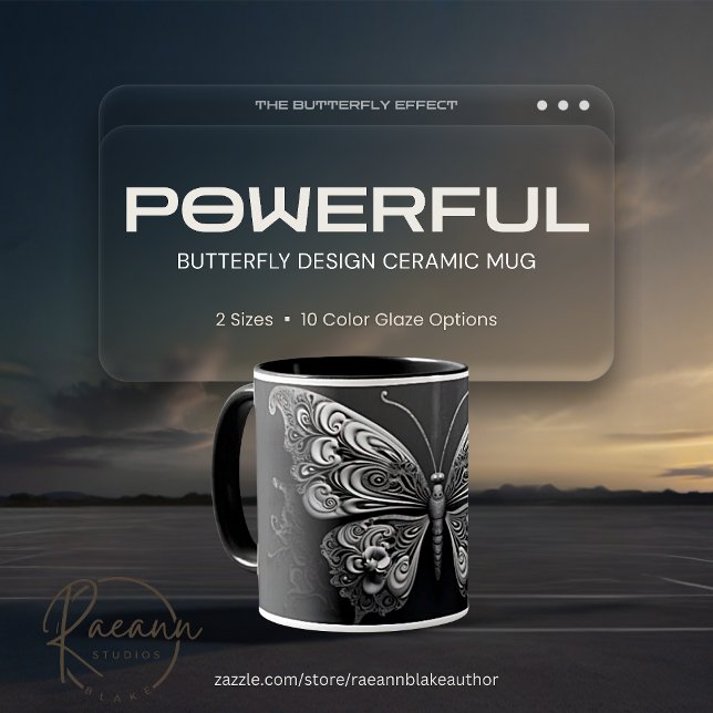 Caneca de Cerâmica com Design de Borboleta Poderos (Criador carregado)