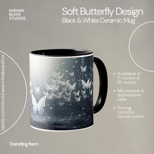Caneca de Cerâmica com Design de Borboleta Suave (Criador carregado)