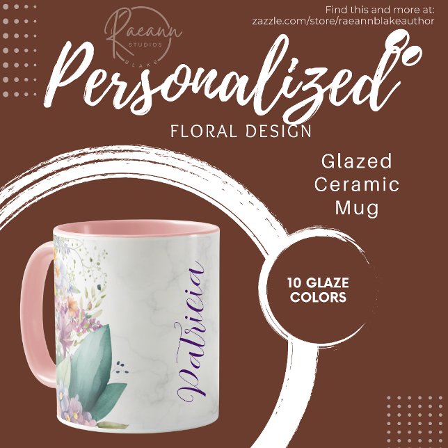Caneca de Cerâmica com Design Floral Personalizado (Criador carregado)