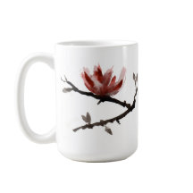 Caneca de cerâmica com flor em estilo japonês