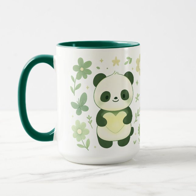 Caneca de Cerâmica Coração de Panda Caprichoso (Esquerda)