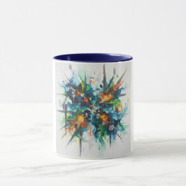 Caneca de Cerâmica Explosão de Cor Abstrata