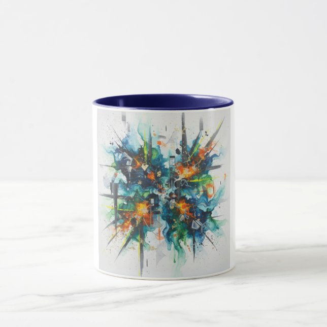 Caneca de Cerâmica Explosão de Cor Abstrata (Centro)