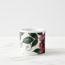 Caneca de Cerâmica Floral Rosa Vermelho Escuro Clá