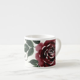 Caneca de Cerâmica Floral Rosa Vermelho Escuro Clá