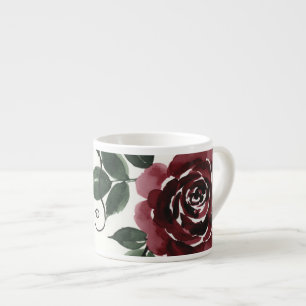 Caneca de Cerâmica Floral Rosa Vermelho Escuro Clá