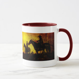 Caneca de Cerâmica Grunge Cowboys e Cavalos