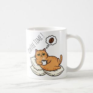 Caneca de Cerâmica Hora do Café do Gato Mal-Humora