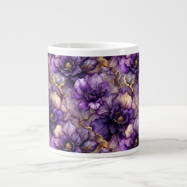 Caneca de Cerâmica Jumbo de Tinta Alcoólica Floral (Frente)