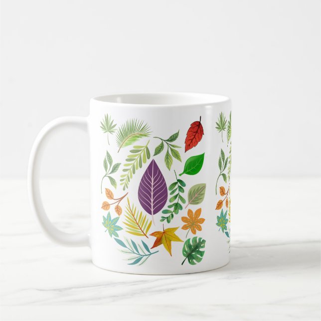 Caneca de Cerâmica Outono | Caneca de Café Folhas  (Esquerda)