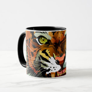 Caneca de Cerâmica Tigre Rugindo Feroz Vida Selvag