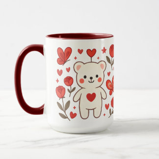 Caneca de Cerâmica Urso Romântico Coração