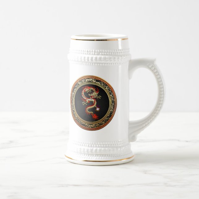 Caneca De Cerveja [200] Dragão chinês Ouro Fucanglong (Direita)