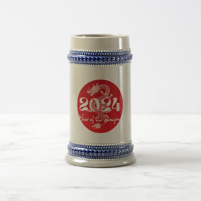 Caneca De Cerveja 2024 ano do dragão vermelho branco (Centro)
