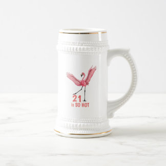 Caneca De Cerveja 21st Birthday Humor Hot Flamingo Pink Gold