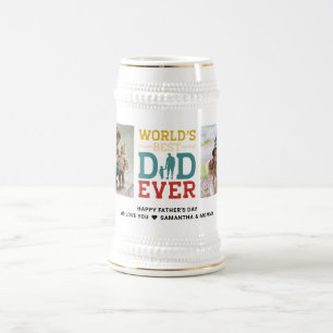 Caneca De Cerveja 2 Colagem de Fotos Melhor Pai de Todos os Tempos A