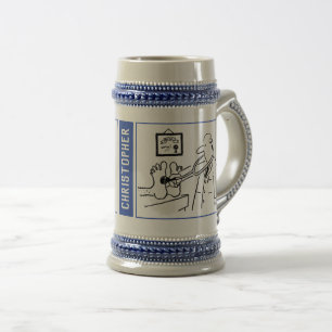 Caneca De Cerveja 2 desenhos animados engraçados de médico com o nom