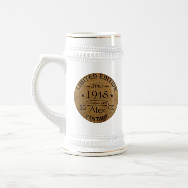 Caneca De Cerveja 75 anos de 75 anos personalizados (Esquerda)