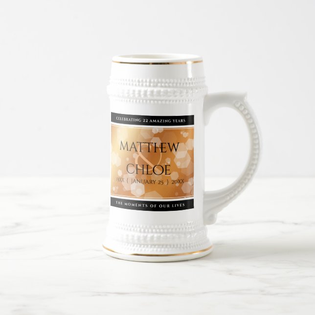 Caneca De Cerveja 7 22º aniversário do Casamento de Cobre (Direita)