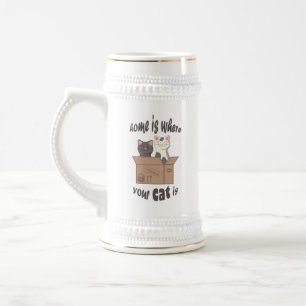 Caneca De Cerveja A citação engraçada de Home é onde seu gato está