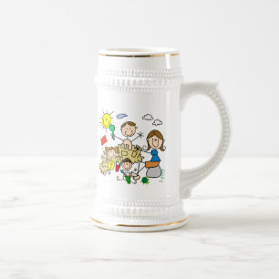 Caneca De Cerveja A vara figura o divertimento da praia da família