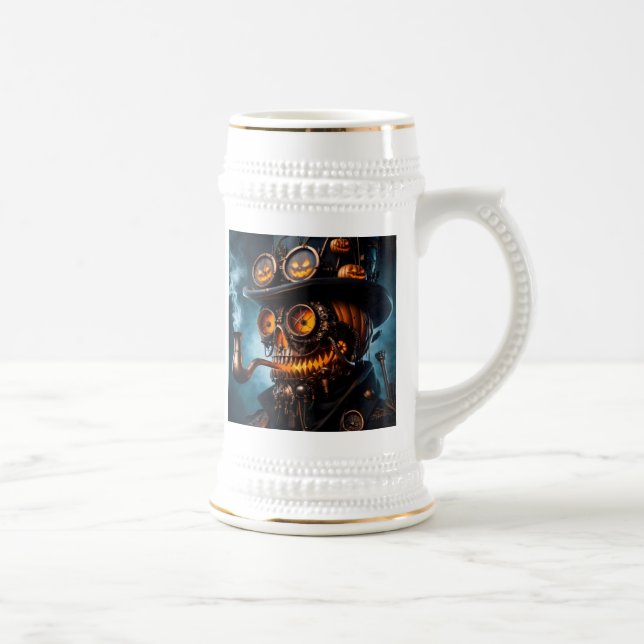 Caneca De Cerveja Abóbora de Halloween Steampunk Gótico (Direita)